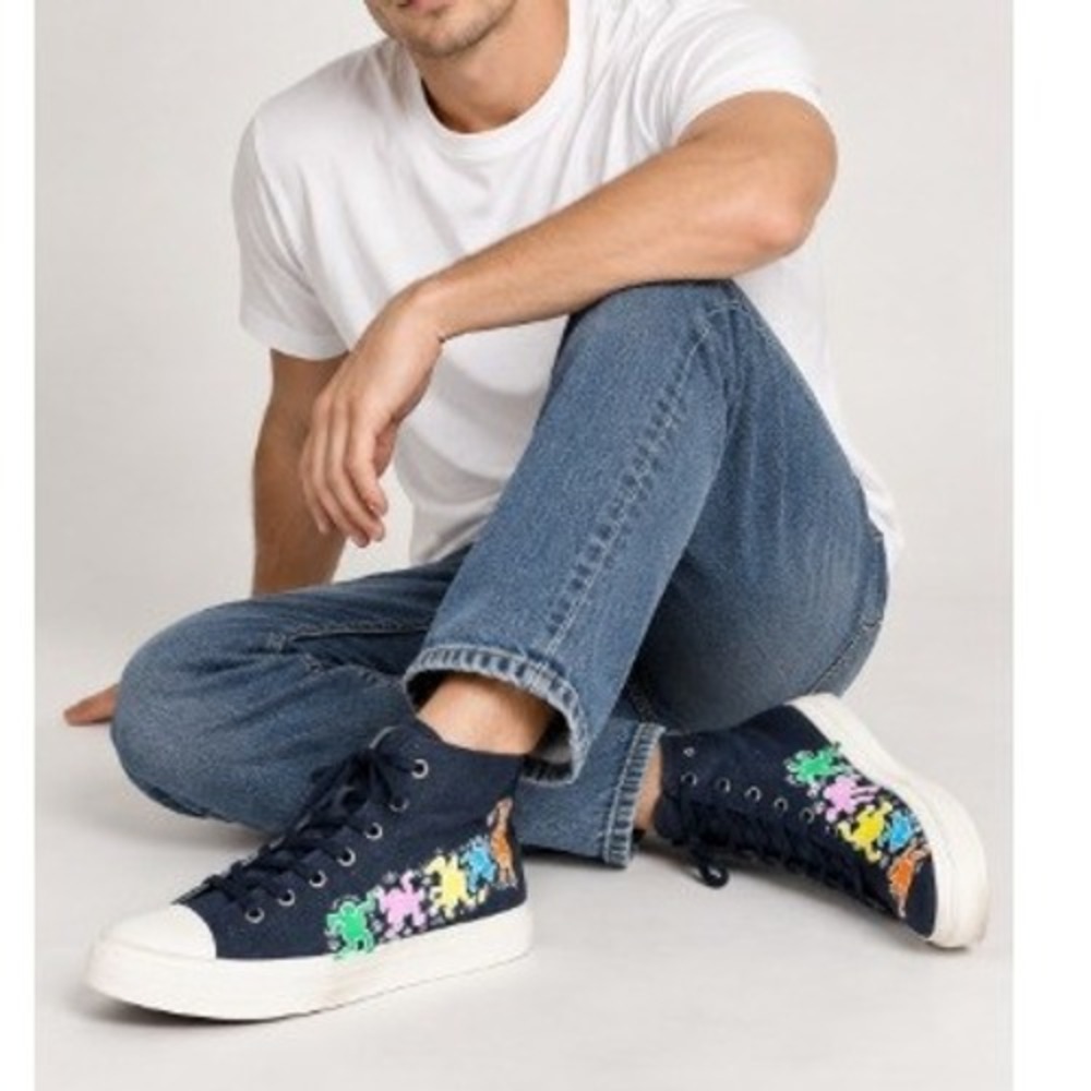 Keith Haring Men's Navy Blue Canvas High Top Sneakers Size 11.5